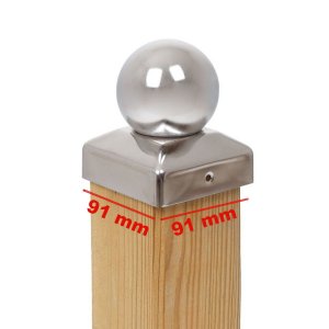 PFOSTENKAPPE KUGEL EDELSTAHL 91 x 91 MM