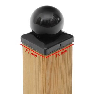 PFOSTENKAPPE KUGEL STAHL SCHWARZ PULVERBESCHICHTET 71 x 71 MM Bild 3