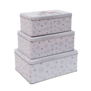 KEKSDOSEN SET 3-TEILIG RECHTECKIG WEIHNACHTEN - MOTIV RENTIER