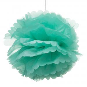 SET 10 STÜCK POMPONS 30 CM UND 40 CM AUS SEIDENPAPIER - ELFENBEIN - KARIBIKBLAU Bild 3