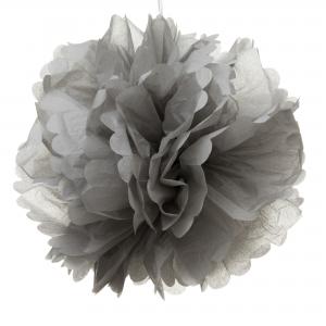 SET 10 STÜCK POMPONS 30 CM UND 40 CM AUS SEIDENPAPIER - ELFENBEIN - BASALTGRAU Bild 3