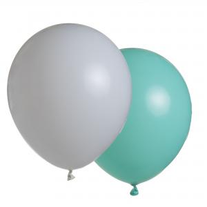 HAPPY BIRTHDAY SET : GIRLANDE, 2 x 25 CM + 4 x 30 CM POMPONS + 8 x 20 CM LUFTBALLONS - ELFENBEIN / KARIBIKBLAU Bild 4