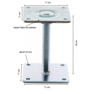 PFOSTENTRÄGER TYP P HÖHE VERSTELLBAR BIS 160 MM STAHL VERZINKT Bild 2