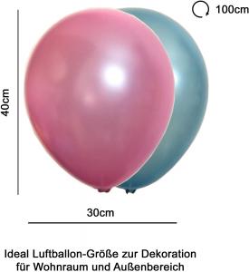 SET: 100 STÜCK LUFTBALLONS Ø 30 CM IN 6 UNTERSCHIEDLICHEN FARBEN - PERLMUTT LOOK Bild 2