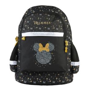 3-TEILIGES SCHULSET: KINDER RUCKSACK + TURNBEUTEL + BEFÜLLTE FEDERMAPPE - DISNEY MINNIE MAUS - SCHWARZ / GOLD Bild 2
