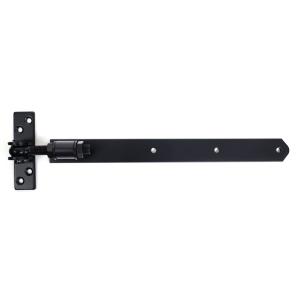 TORBESCHLAG SET: 2 VERSTELLBARE LADENBÄNDER 400x40 MM MIT PLATTEN 130 x 35 MM + 1 GARTENTORFALLE - SCHWARZ Bild 2