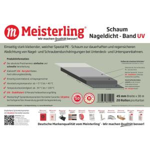 MEISTERLING® SCHAUM NAGELDICHT-BAND UV - EINSEITIG STARK KLEBENDES UV-ACRYLAT 30 METER ROLLE, 45 MM BREITE Bild 2
