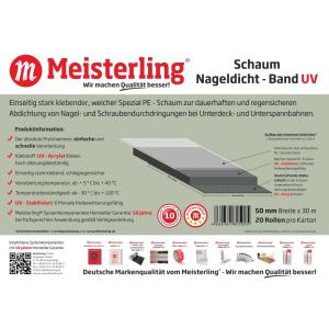 MEISTERLING® SCHAUM NAGELDICHT-BAND UV - EINSEITIG STARK KLEBENDES UV-ACRYLAT 30 METER ROLLE, 50 MM BREITE Bild 2