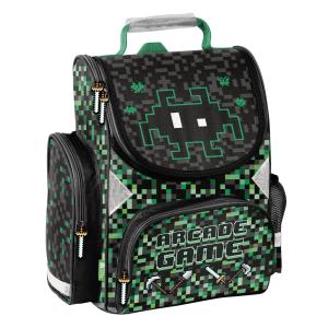 3-TEILIGES SCHULSET: SCHULRANZEN + TURNBEUTEL + BEFÜLLTE FEDERMAPPE - GAME - SCHWARZ / GRÜN Bild 2