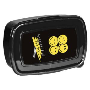 5-TEILIGES SCHULSET: SCHULRANZEN + TURNBEUTEL + UNBEFÜLLTE FEDERMAPPE + TRINKFLASCHE + BROTDOSE - SMILEY - SCHWARZ / GELB Bild 12