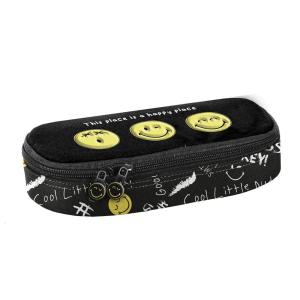 5-TEILIGES SCHULSET: SCHULRANZEN + TURNBEUTEL + UNBEFÜLLTE FEDERMAPPE + TRINKFLASCHE + BROTDOSE - SMILEY - SCHWARZ / GELB Bild 6