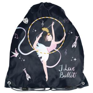 4-TEILIGES KINDERSET: RUCKSACK + TURNBEUTEL + UNBEFÜLLTE FEDERTASCHE + PORTEMONNAIE - BALLERINA - SCHWARZ Bild 5