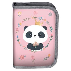 3-TEILIGES SCHULSET: SCHULRANZEN + TURNBEUTEL + UNBEFÜLLTE FEDERMAPPE - PANDA - ALTROSA / GRAU Bild 7