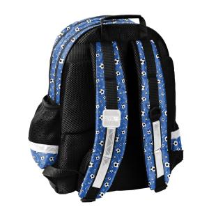 3-TEILIGES SCHULSET: RUCKSACK 3D PRÄGEDRUCK MOTIV + TURNBEUTEL + BEFÜLLTE FEDERMAPPE - FOOTBALL - BLAU Bild 4