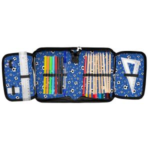 3-TEILIGES SCHULSET: RUCKSACK 3D PRÄGEDRUCK MOTIV + TURNBEUTEL + BEFÜLLTE FEDERMAPPE - FOOTBALL - BLAU Bild 9