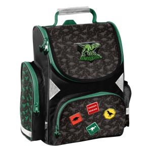 3-TEILIGES SCHULSET: SCHULRANZEN + TURNBEUTEL + UNBEFÜLLTE FEDERMAPPE - DINOSAURIER - SCHWARZ Bild 2