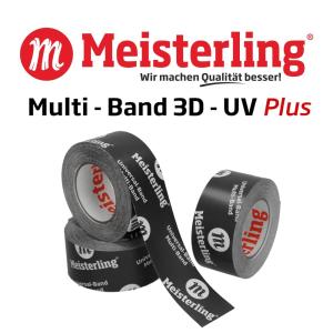 Meisterling® Multi - Band 3D - UV PLUS schwarz - 60mm breit, 1 Rolle 25 m - von Hand reißbar - Klebeband für Dampfbremse etc.
