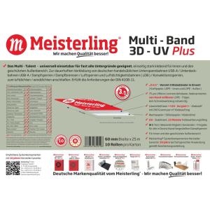 Meisterling® Multi - Band 3D - UV PLUS schwarz - 60mm breit, 1 Rolle 25 m - von Hand reißbar - Klebeband für Dampfbremse etc. Bild 4