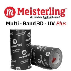 Meisterling® Multi - Band 3D - UV PLUS schwarz - 250mm breit, 1 Rolle 25 m - von Hand reißbar - Klebeband für Dampfbremse etc.