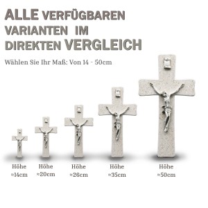 Wandkreuz aus Naturstein – 14 cm – Handgefertigtes Steinkreuz mit Jesus-Figur & INRI Bild 2