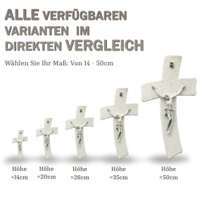 Wandkreuz aus Naturstein – 14 cm – Handgefertigtes Steinkreuz mit Jesus-Figur & INRI - gebogene Form Bild 2