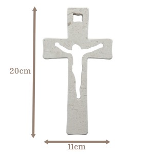 Wandkreuz aus Naturstein – 20 cm – Handgefertigtes Steinkreuz mit ausgefräster Jesus-Figur