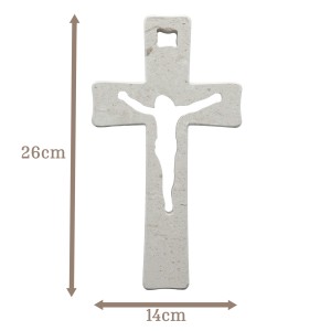 Wandkreuz aus Naturstein – 26 cm – Handgefertigtes Steinkreuz mit ausgefräster Jesus-Figur