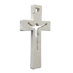 Wandkreuz aus Naturstein – 35 cm – Handgefertigtes Steinkreuz mit ausgefräster Jesus-Figur Bild 3