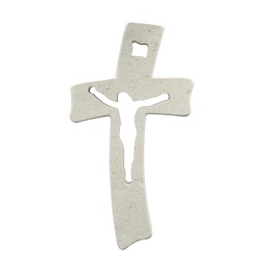 Wandkreuz aus Naturstein – 26 cm – Handgefertigtes Steinkreuz mit ausgefräster Jesus-Figur - gebogene Form Bild 5