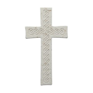 Wandkreuz aus Naturstein – 20 cm – Handgefertigtes Steinkreuz mit Flechtmuster Bild 5