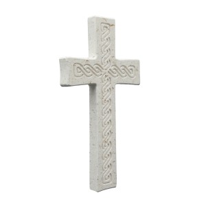 Wandkreuz aus Naturstein – 26 cm – Handgefertigtes Steinkreuz mit Flechtmuster Bild 3