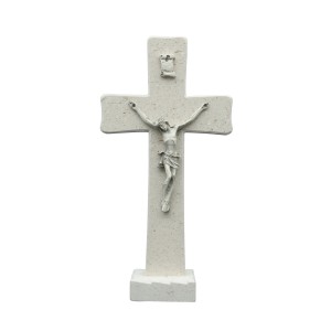 Tischkreuz aus Naturstein – 22 cm – Handgefertigtes Steinkreuz mit Jesus-Figur & INRI Bild 6