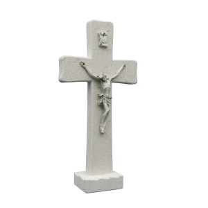 Tischkreuz aus Naturstein – 28 cm – Handgefertigtes Steinkreuz mit Jesus-Figur & INRI Bild 3
