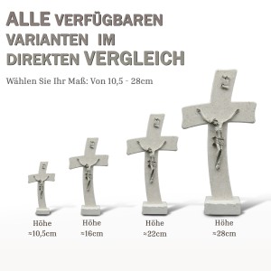 Tischkreuz aus Naturstein – 16 cm – Handgefertigtes Steinkreuz mit Jesus-Figur & INRI - gebogene Form Bild 2