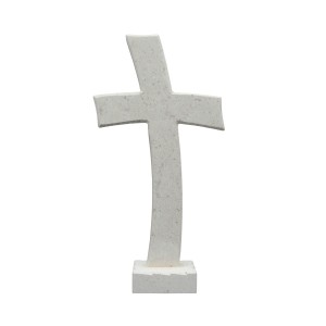 Tischkreuz aus Naturstein – 10,5 cm – Handgefertigtes Steinkreuz mit Jesus-Figur & INRI - gebogene Form Bild 5