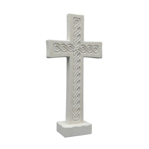 Tischkreuz aus Naturstein – 22 cm – Handgefertigtes Steinkreuz mit Flechtmuster Bild 3