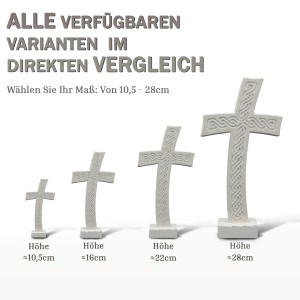 Tischkreuz aus Naturstein – 22 cm – Handgefertigtes Steinkreuz mit Flechtmuster - gebogene Form Bild 2