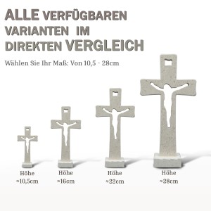 Tischkreuz aus Naturstein – 16 cm – Handgefertigtes Steinkreuz mit ausgefräster Jesus-Figur Bild 2
