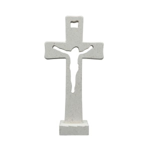 Tischkreuz aus Naturstein – 16 cm – Handgefertigtes Steinkreuz mit ausgefräster Jesus-Figur Bild 5