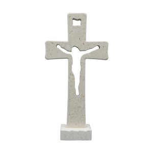 Tischkreuz aus Naturstein – 22 cm – Handgefertigtes Steinkreuz mit ausgefräster Jesus-Figur Bild 6