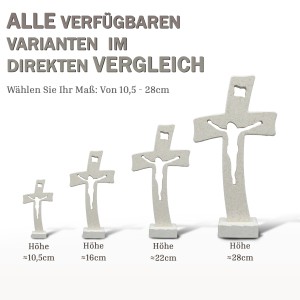 Tischkreuz aus Naturstein – 28 cm – Handgefertigtes Steinkreuz mit ausgefräster Jesus-Figur - gebogene Form Bild 2