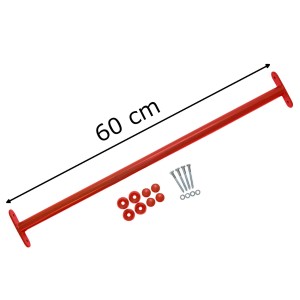 Reckstange 60 cm Metall Rot – stabile Turnstange für Spielturm & Garten inkl. Schrauben, Scheiben & Abdeckkappen