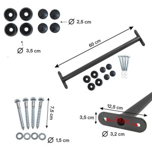 Reckstange 60 cm Metall Anthrazit – stabile Turnstange für Spielturm & Garten inkl. Schrauben, Scheiben & Abdeckkappen Bild 6
