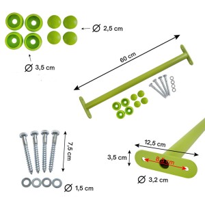 Reckstange 60 cm Metall Apfelgrün / Lime – stabile Turnstange für Spielturm & Garten inkl. Schrauben, Scheiben & Abdeckkappen Bild 6