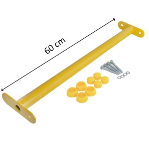 Reckstange 60 cm Metall Gelb – stabile Turnstange für Spielturm & Garten inkl. Schrauben, Scheiben & Abdeckkappen