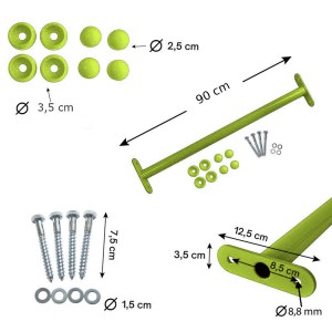 Reckstange 90 cm Metall Apfelgrün / Lime – stabile Turnstange für Spielturm & Garten inkl. Schrauben, Scheiben & Abdeckkappen Bild 6