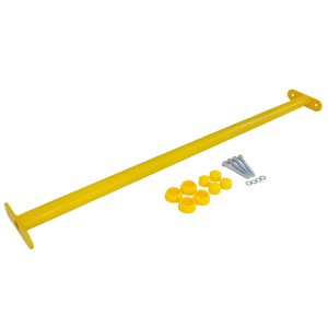 Reckstange 90 cm Metall Gelb – stabile Turnstange für Spielturm & Garten inkl. Schrauben, Scheiben & Abdeckkappen Bild 2