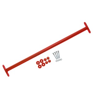 Reckstange 125 cm Metall Rot – stabile Turnstange für Spielturm & Garten inkl. Schrauben, Scheiben & Abdeckkappen Bild 2