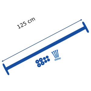 Reckstange 125 cm Metall Blau – stabile Turnstange für Spielturm & Garten inkl. Schrauben, Scheiben & Abdeckkappen