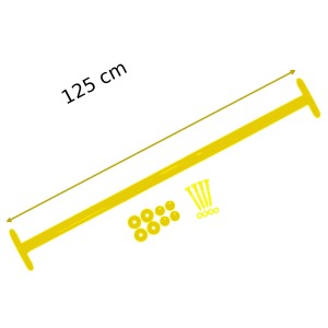 Reckstange 125 cm Metall Gelb – stabile Turnstange für Spielturm & Garten inkl. Schrauben, Scheiben & Abdeckkappen